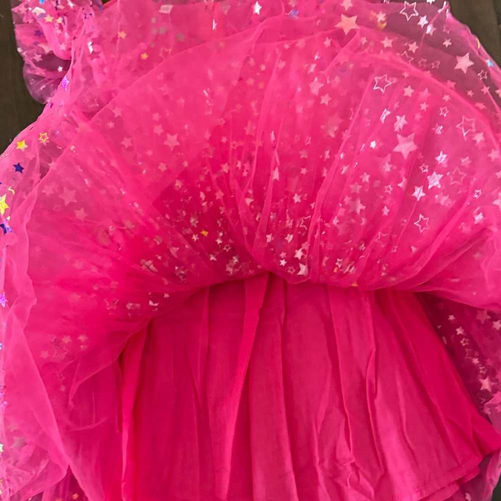 NWT Imekis Girls' Bright Pink Star Tulle Party Dress - Picture 5 of 12
